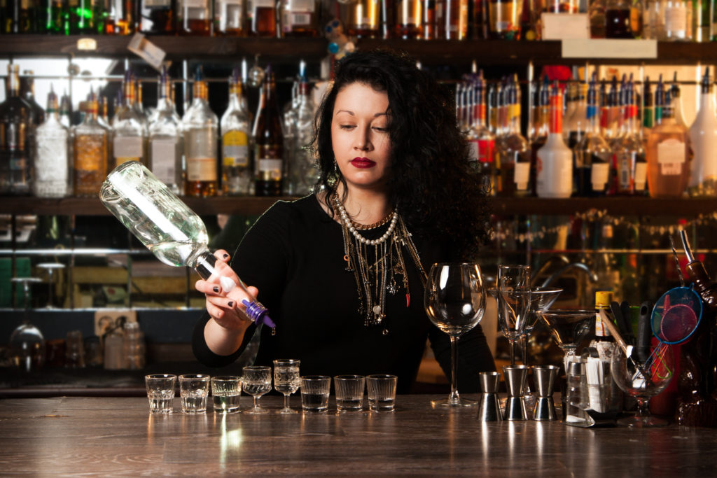 Bartender tending bar